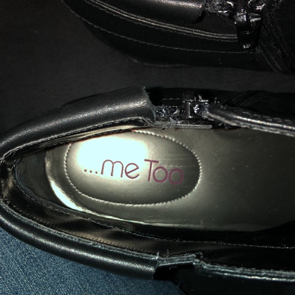 ME TOO HARP BLACK LEATHER WEDGE ANKLE BOOTS SZ. 11 - Picture 5 of 9